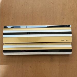 Jimmy Choo Acrylic Gold and Black Striped Clutch